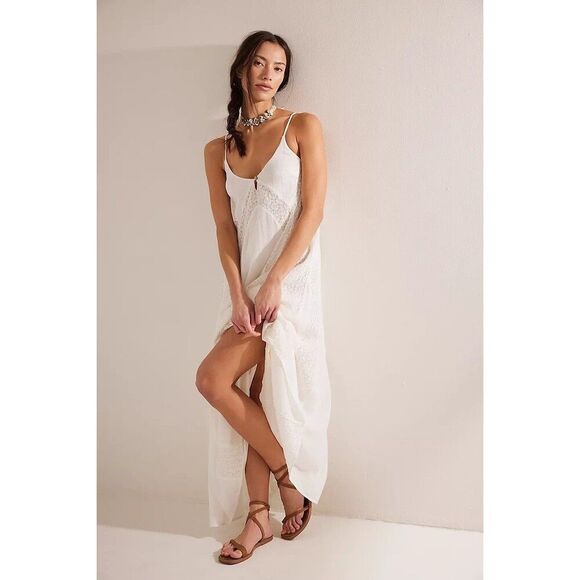 Free People Free-est Trail Of Flowers Maxi Dress Lace V-Neck Sleeveless M 283496 - Picture 2 of 8